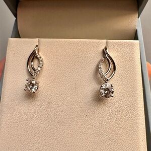 14K White Gold Moissanite Swirl Drop Earrings